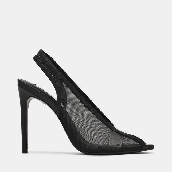 Sasha-Mesh Pump BLACK LEATHER