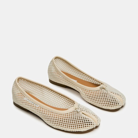 Calico-Mesh Flat Shoe BONE
